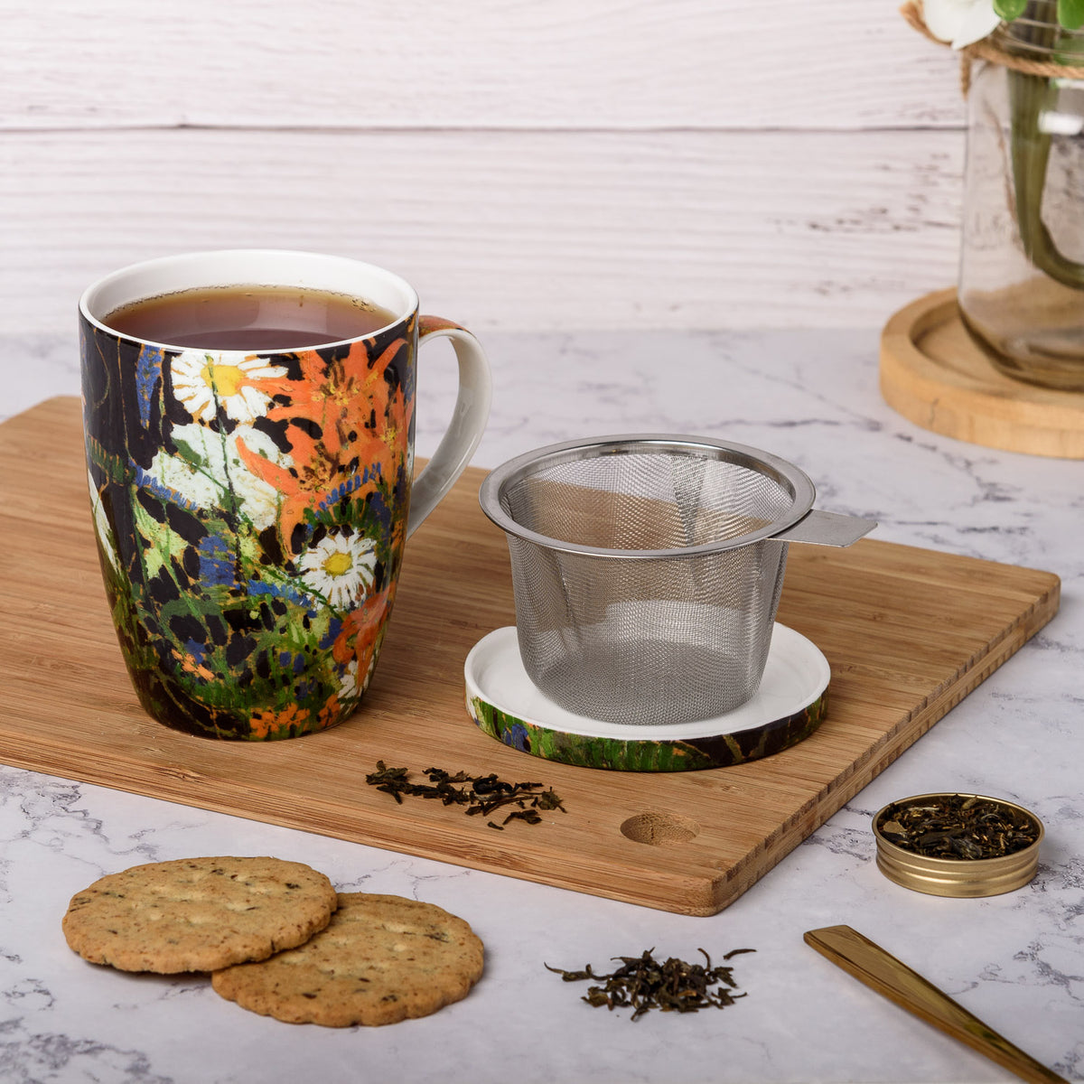 Tasse à thé en céramique avec infuseur et couvercle, tasse à thé