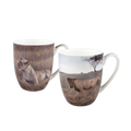 Robert Bateman Lions mug pair fine bone china 12.5 oz (375 ml) McIntosh Mugs front view, handle right