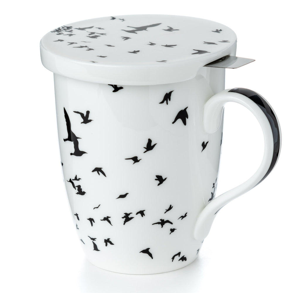 Bird Silhouette Tea Mug w/ Infuser and Lid