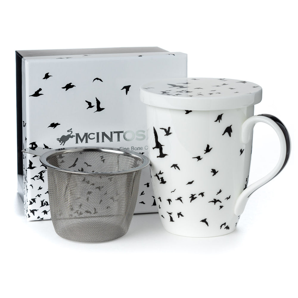 Bird Silhouette Tea Mug w/ Infuser and Lid