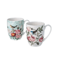 Bird Garden mug pair fine bone china 12.5 oz (375 ml) McIntosh Mugs front view, handle right