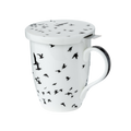 Bird Silhouette tea mug with infuser fine bone china 15.2 oz (450 ml) McIntosh Mugs front view, handle right