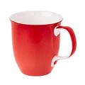 Cherry Red Java mug, fine bone china coffee mug from the Colours collection, 12.5 oz, front view handle right