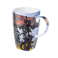 Lawren S Harris Montreal River Grande Mug, 19.6 oz (580 ml) fine bone china art mug featuring the Group of Seven painting, front view handle right