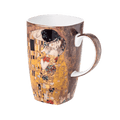 The Kiss Gustav Klimt Grande mug fine bone china 19.6 oz featuring famous golden painting, front view handle right