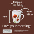 Poppies Tea Mug w/ Infuser and Lid