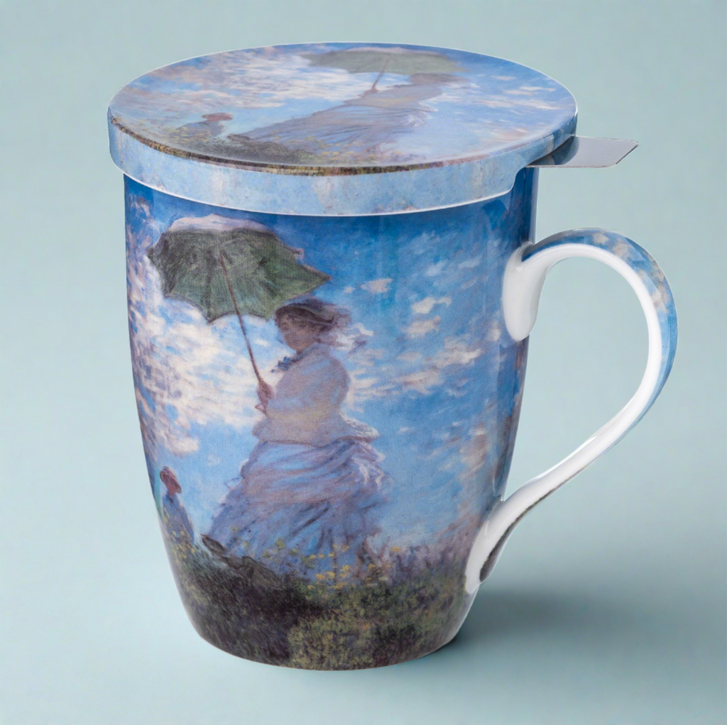 La Femme à l'ombrelle Monet tasse à thé avec infuseur et couvercle