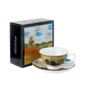 Monet Poppies teacup and saucer fine bone china 6 oz tea cup set with saucer, front view