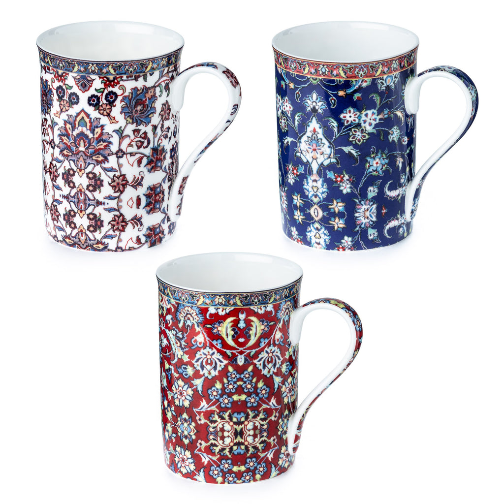 Ensemble de 3 tasses de tapisserie persane