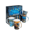 Post-Impressionist masters mug set fine bone china featuring Starry Night over the Rhone Card Players Vase of Flowers and The Bathers paintings