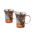 Tom Thomson Campfire mug pair fine bone china 11 oz (325 ml) McIntosh Mugs front view, handle right