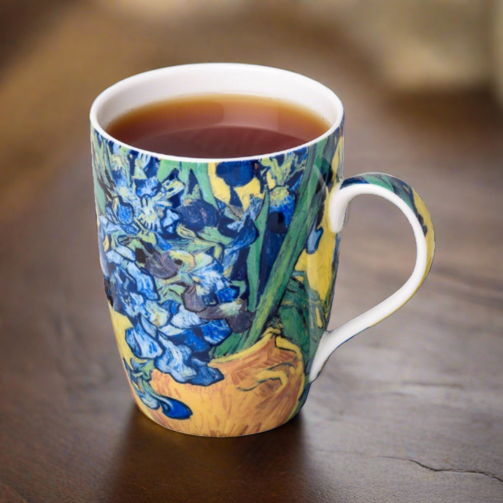 Van Gogh Irises Tea Mug w/ Infuser and Lid