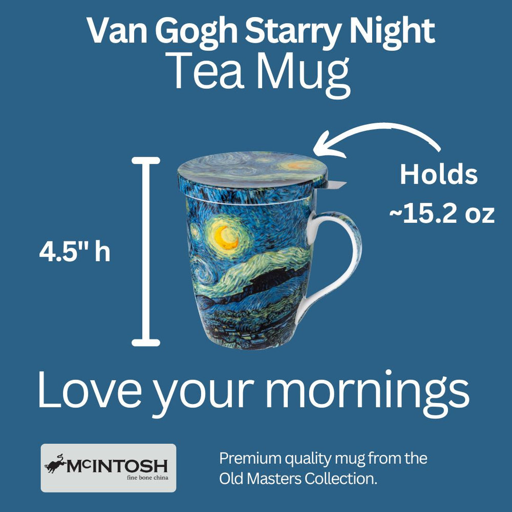 Van Gogh Starry Night Tea Mug W/Infuser and Lid