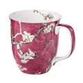 Vincent van Gogh Almond Blossom Red Java mug, 12.5 oz (375 ml) fine bone china mug with red background art design, front view, handle right