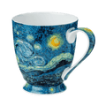 Starry Night Van Gogh mocha mug fine bone china 16 oz featuring famous swirling night sky painting, front view handle right
