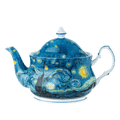 Vincent van Gogh Starry Night six cup fine bone china teapot with lid, front view, white background
