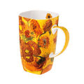 Sunflowers Van Gogh Grande mug fine bone china 19.6 oz featuring famous sunflower painting, front view handle right