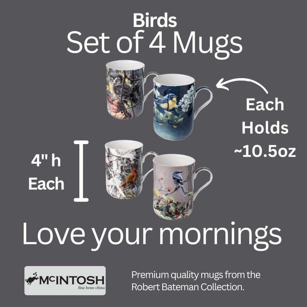 Bateman Birds set of 4 Mugs - McIntosh Shop
