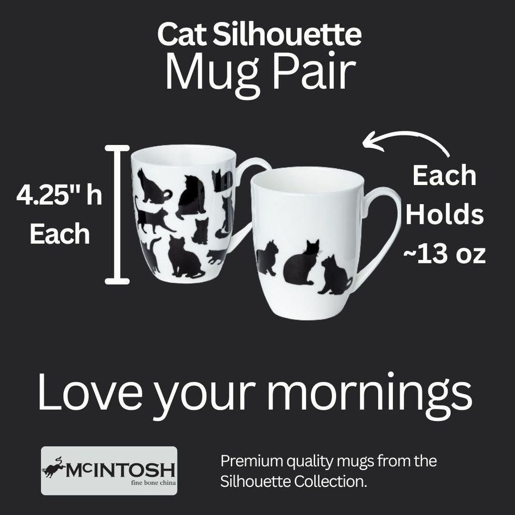 Cat Silhouette Mug Pair - McIntosh Shop