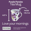 Chintz Purple Pansies Tea Mug w/ Infuser and Lid | NEW for 2024 - McIntosh Shop