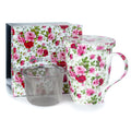 Chintz Red & Pink Roses Tea Mug w/ Infuser and Lid | NEW for 2024 - McIntosh Shop