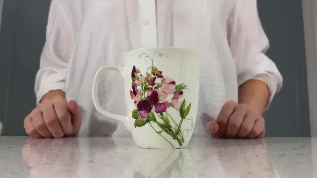 Botanical Flowers Pink Sweet Pea Java Mug