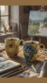Van Gogh Wheatfields Mug Pair