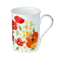 Watercolours Red Classico mug fine bone china 12.5 oz with red watercolour floral design, front view handle right