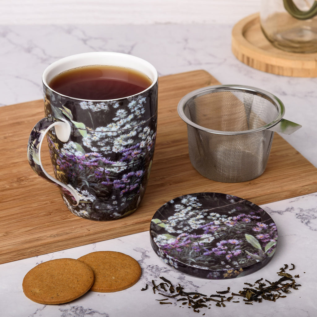Bateman Roadside Tapestry Tasse à thé  avec infuseur et couvercle
