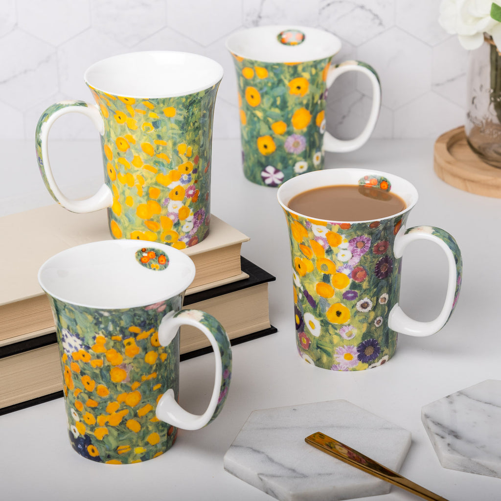 Jardin de fleur par Klimt ensemble de 4 tasses