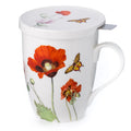 Poppies Tea Mug w/ Infuser and Lid