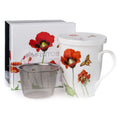 Poppies Tea Mug w/ Infuser and Lid