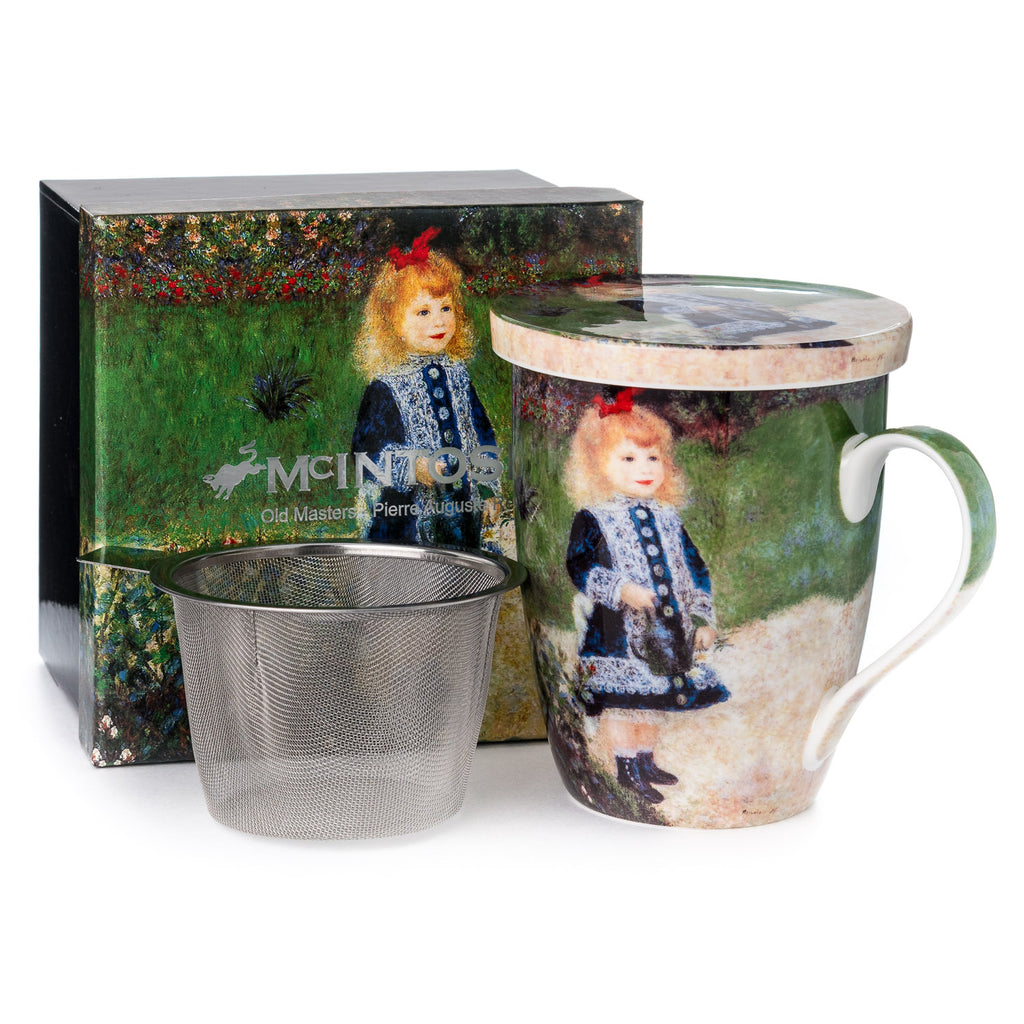 Renoir Girl with a watering can Tasse à thé avec infuseur et couvercle