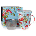 Strawberries Forever Tea Mug w/ Infuser and Lid