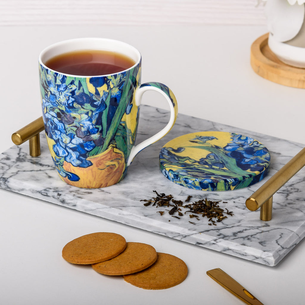 Van Gogh Irises Tea Mug w/ Infuser and Lid