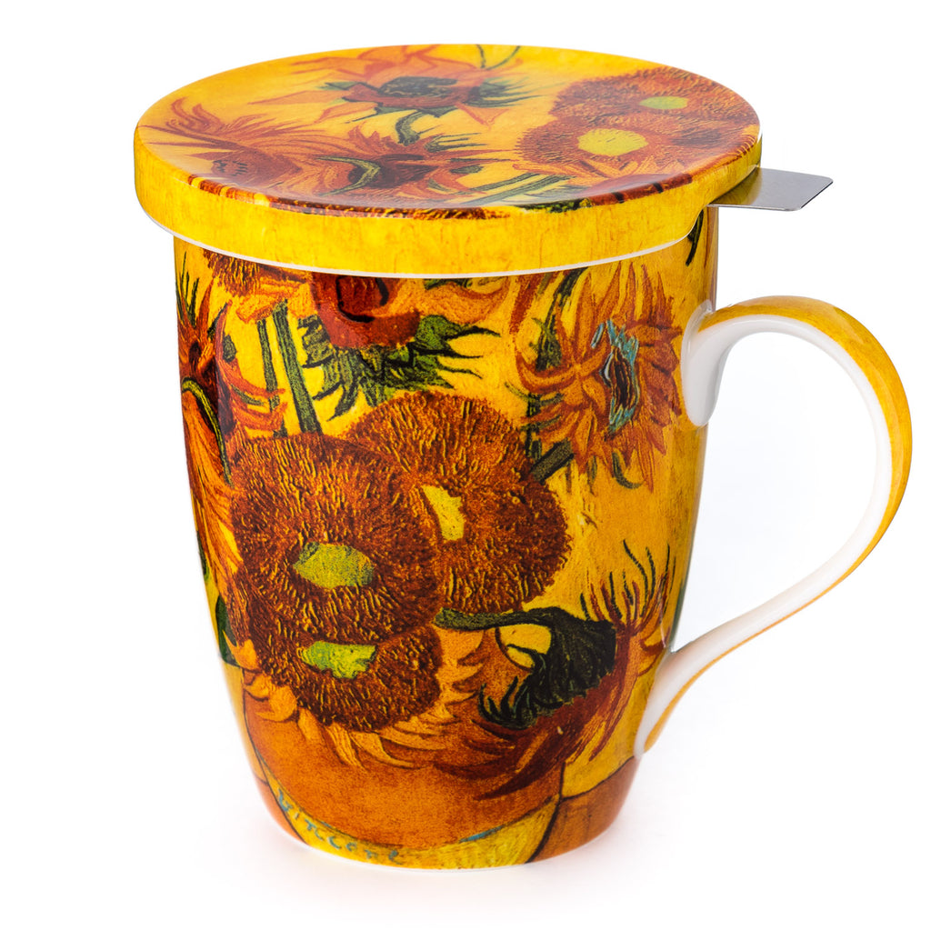 Tasse à thé Tournesols Van Gogh avec infuseur et couvercle